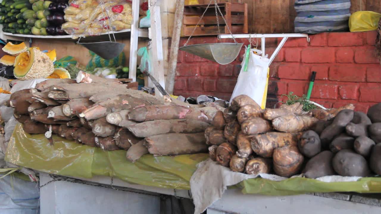 Cusco market kinds of roots for sale c