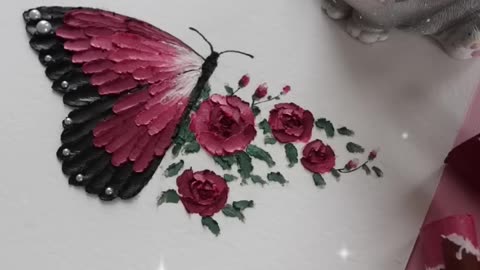 Ruby Rose butterflies oilpainting