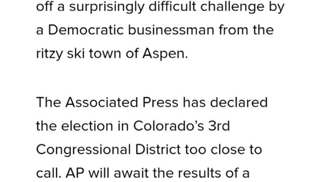 GOP Rep: Lauren Boebert's Tight "Colorado Race Likely Headed To Recount