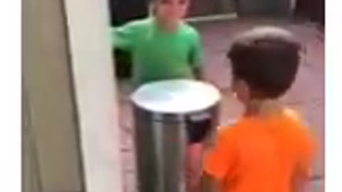 Kids playing funny video