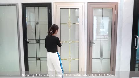 Instime Aluminum Frame Art Tempered Glass Interior Aluminum Profile Casement Door For Bedroom