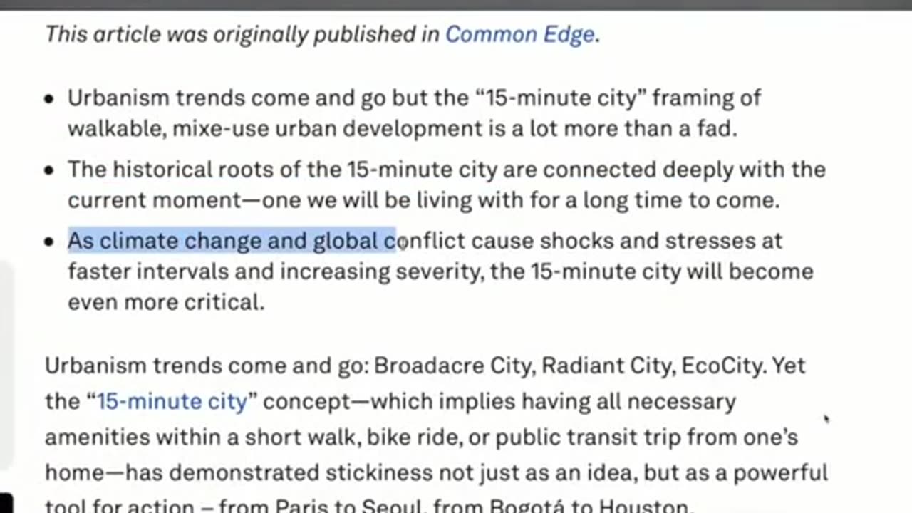 15 minutes' cities: WEF Plan