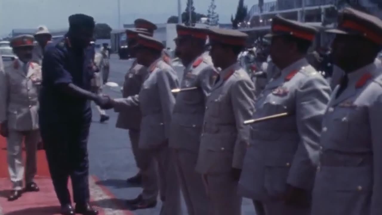 General Idi Amin of Uganda Meets Ethiopian Emperor Haile Selassie on a Stopover Visit _ June 1973