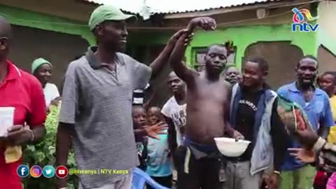 Ugali eating competition in Western Kenya