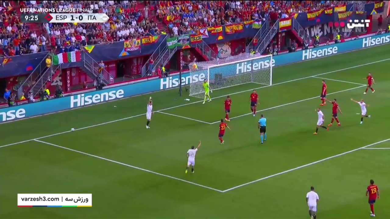 Italy's first goal against Spain