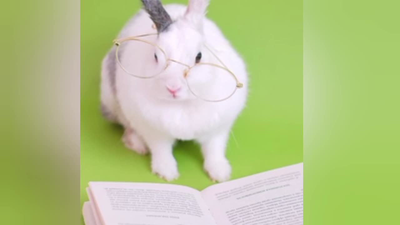 Funniest rabbit 🐰 is trying to read about the world