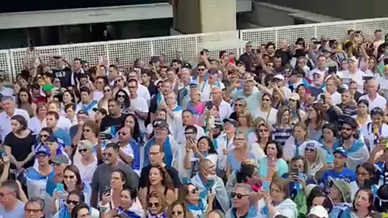 WOW! Brazilians are singing Israel's anthem Hatikvah in São Paulo today,