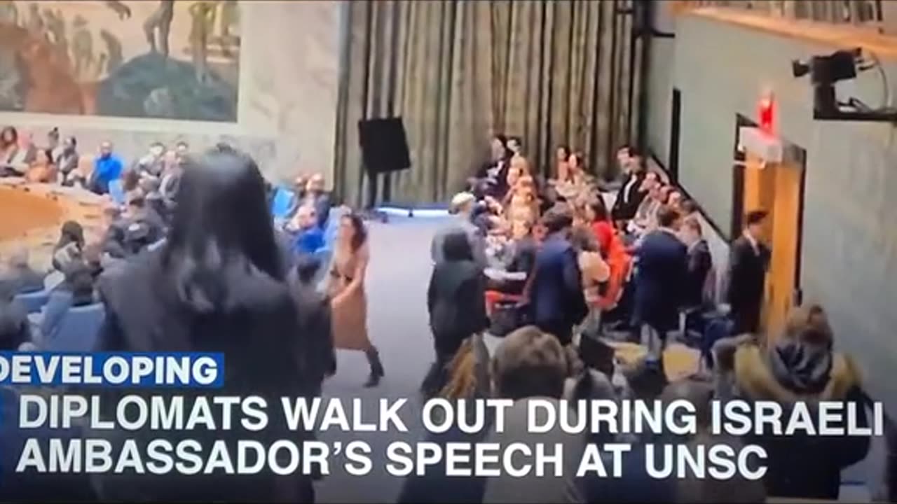 UN DIPLOMATS WALK OUT DURING ISRAELED DIPLOMAT SPEECH