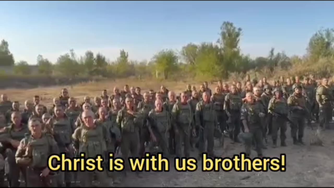 Russian Orthodox soldiers have confession & holy communion on the front line before battle.