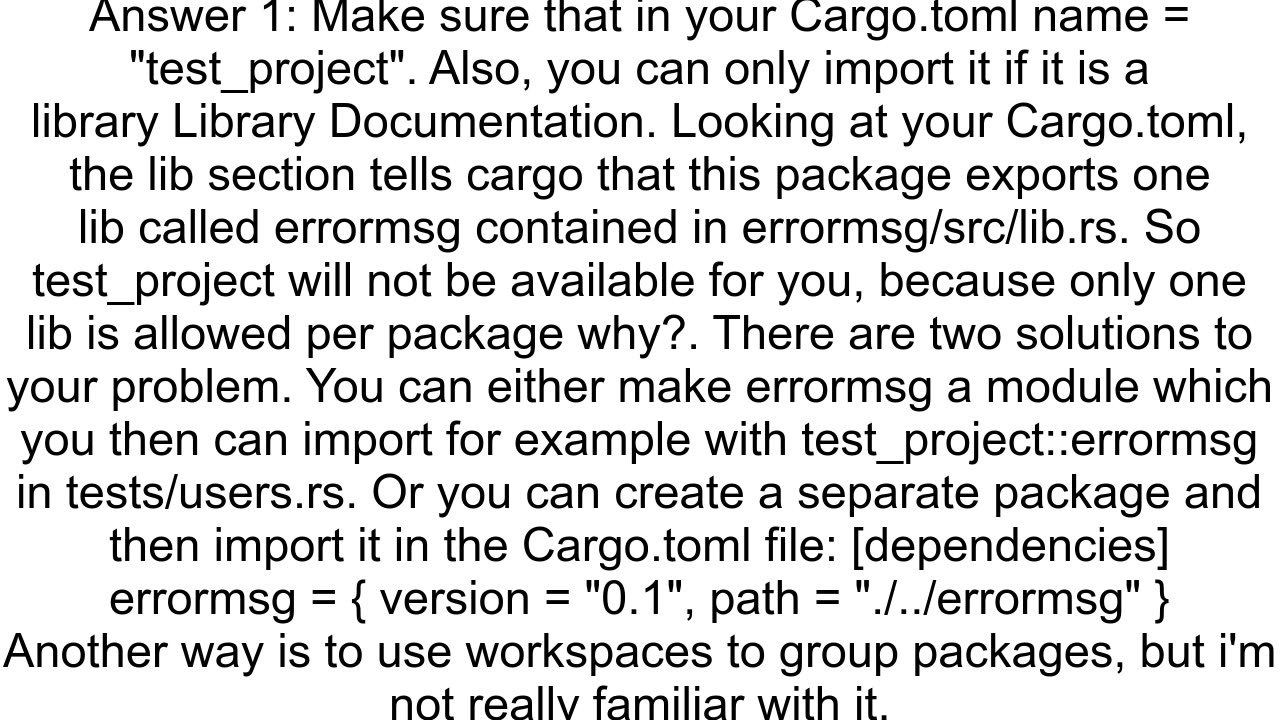 How do I import my main crate into my test files Rust doc example doesn39t work