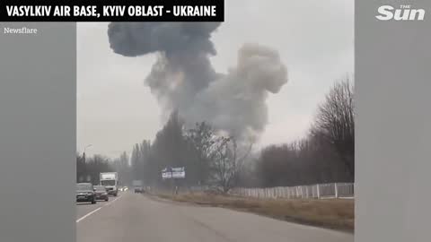 Huge fireball explosion at Ukraine airbase as Russia hits key military sites