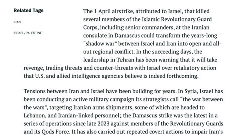 Iran-Israel “Shadow War” Risks Spinning Out of Control | Crisis Group