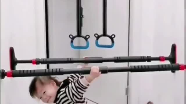 Cute baby girl amazing exercise