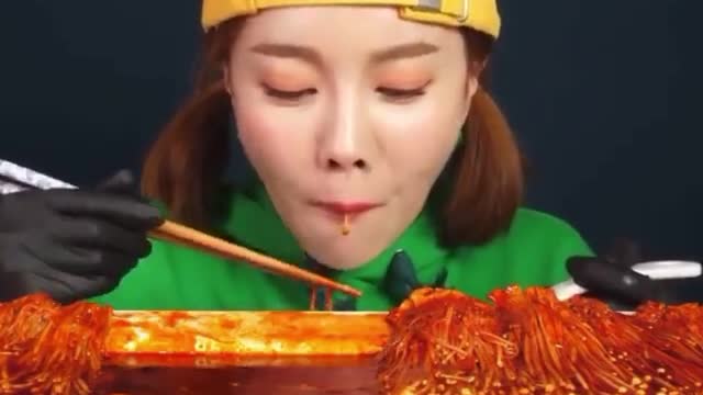 Eating spicy mushroom