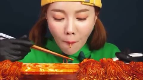 Eating spicy mushroom