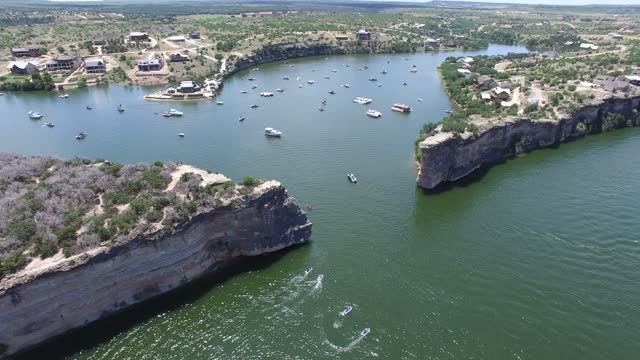 Aerial view of Hell's Gate on Possum Kingdom Lake.