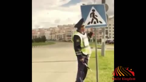 Laugh with the traffic policeman