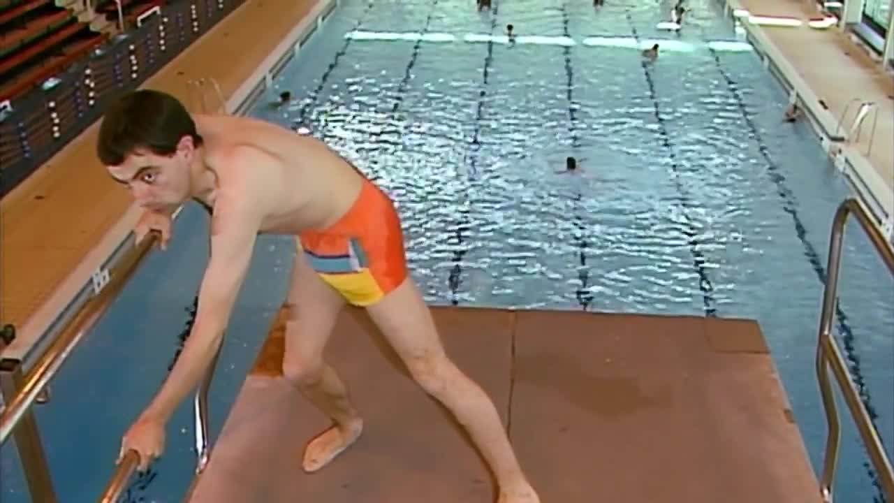 Epic funny dive and clips of Mr. Bean