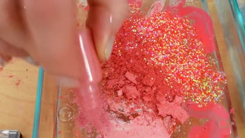 Coral vs Aqua - Mixing Makeup Eyeshadow Into Slime! Special Series Part 58 Satis