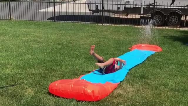 Collab copyright protection - cannon ball onto slip and slide kid