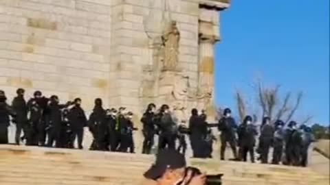 Melbourne Australia: Police open fire at anti vaccine mandate demonstrators at the war memorial