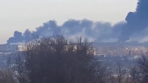 Vasilkov, the oil depot is on fire.