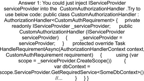 EF Core DB Context Injection In Custom Authorization Handler