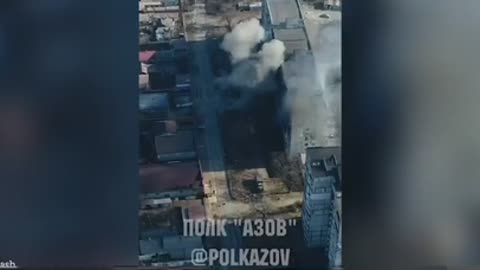 Russian troops run for a cover as Ukraine forces mortar enemy positions in Mariupol