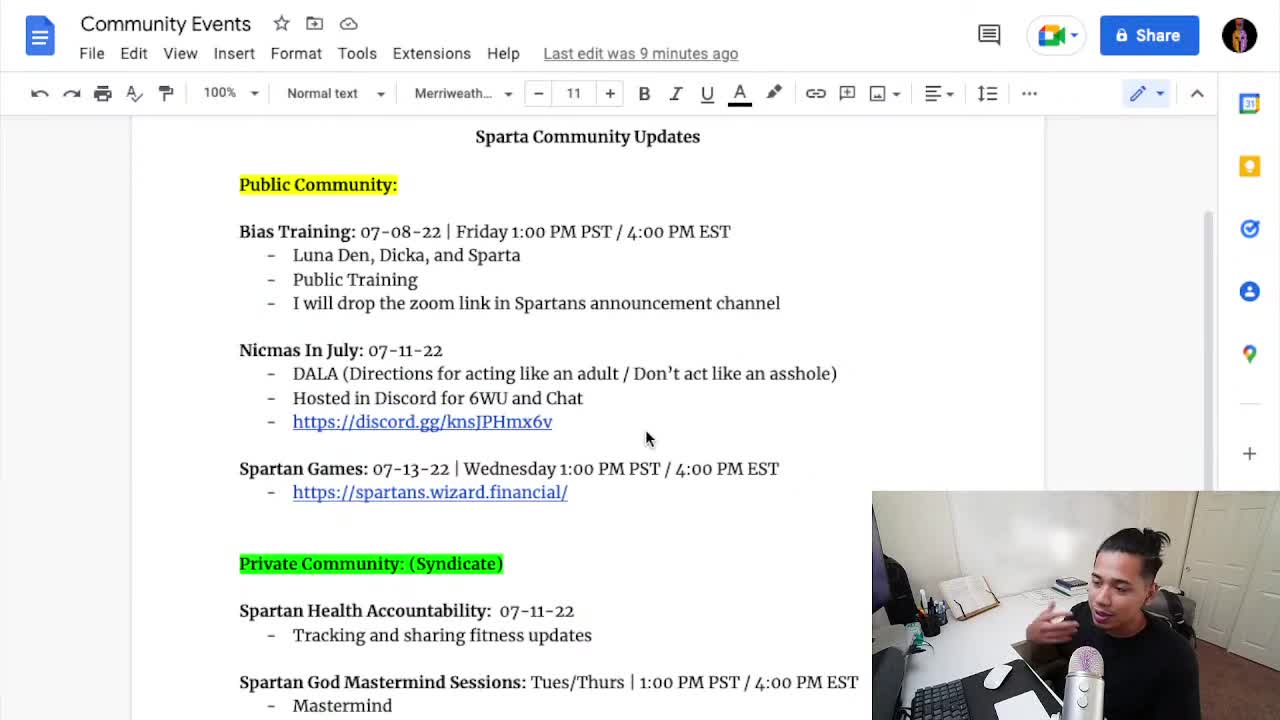 Biases Training, Nicmas, Spartan Games, and Masterminds (Community Update)