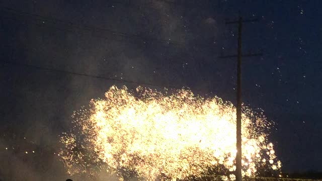 Work fire in the beginning of summer in Canada day.