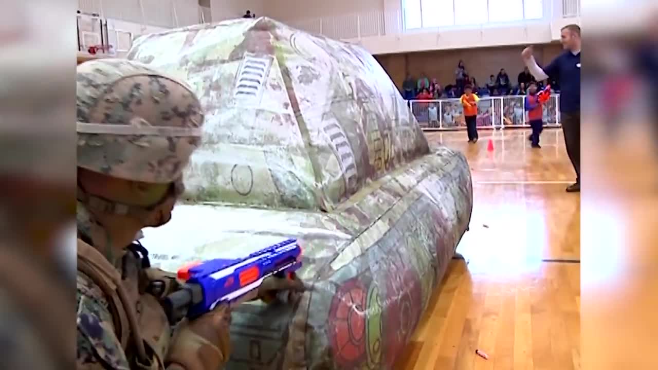 Marines Battle Children with Toys