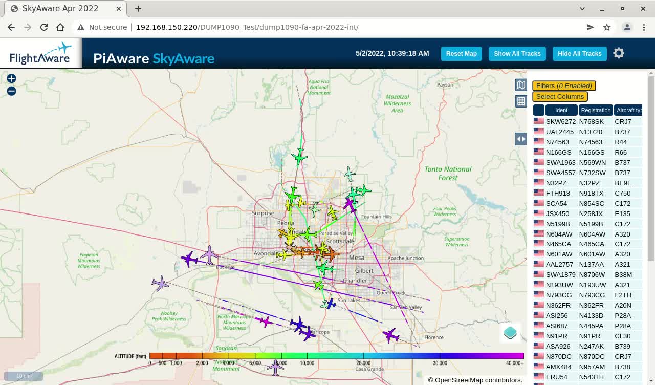 May 2nd 2022 ~ phoenix az air traffik skyware time lapsed