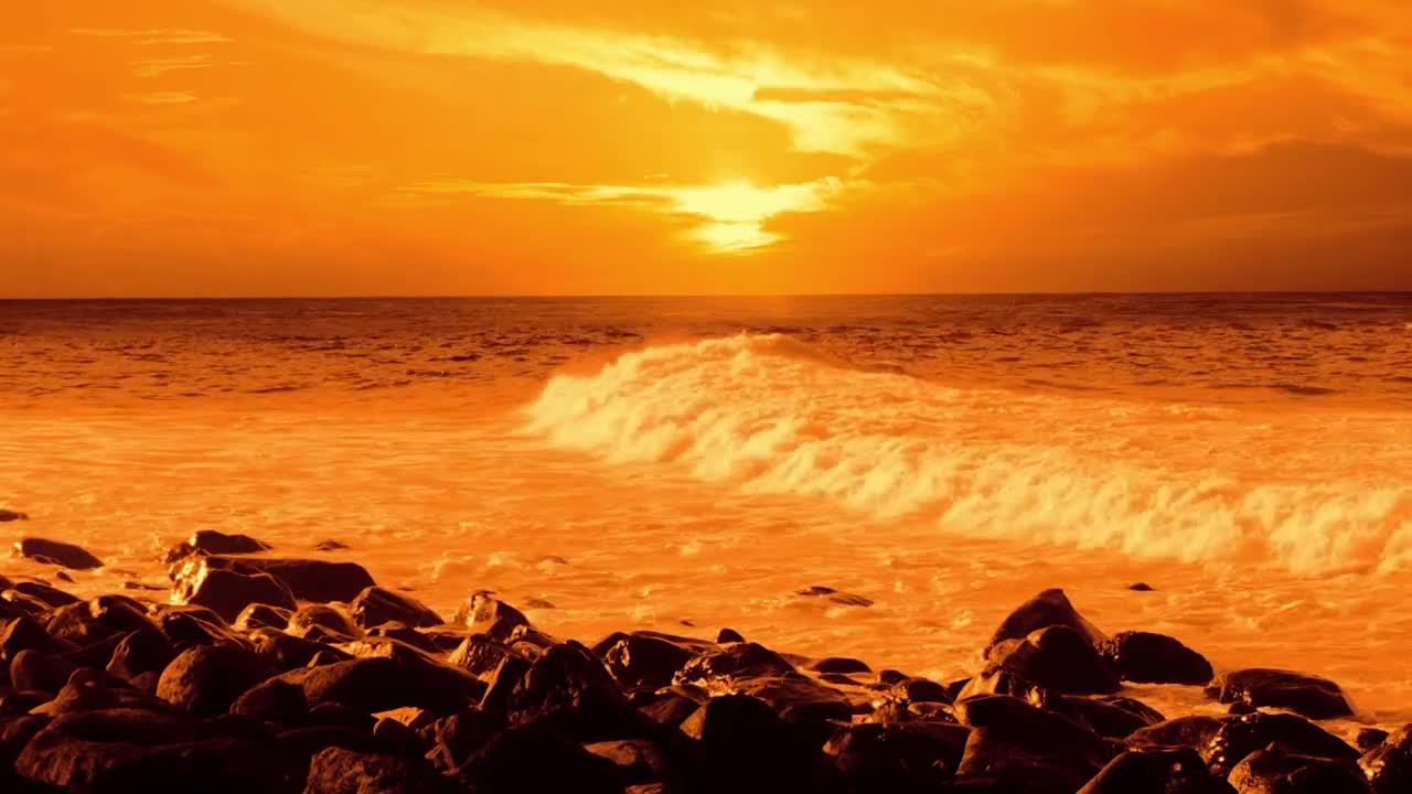 Amazing Orange Sunset and Beach View (4K Video)