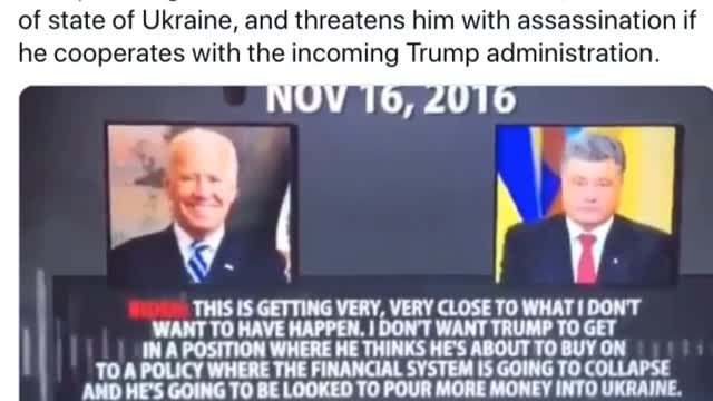 BIDEN CALLS POROSHENKO OF UKRAINE THREATENS HIM WITH ASSASSINATION IF HE TALKS TO TRUMP!