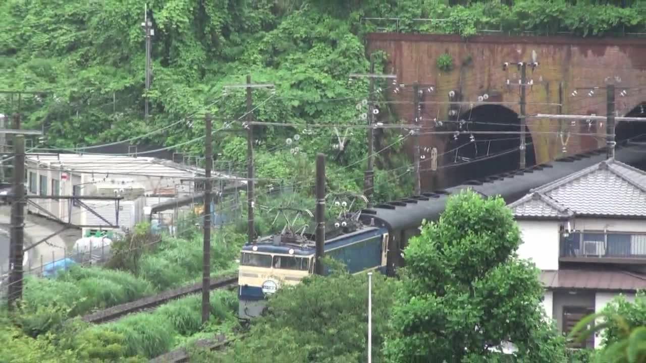 横須賀線 レトロ横濱号 横須賀基地バック 【HD対応】