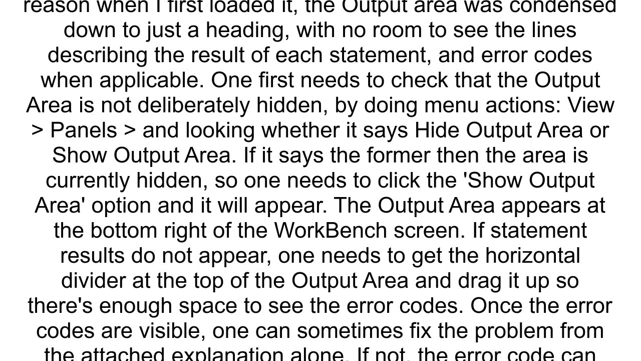 MySQL Workbench how to diagnose query failure problems