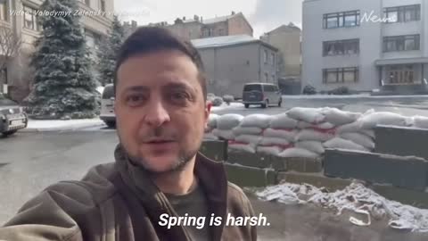 Ukraine President Zelensky welcomes Spring in Kyiv