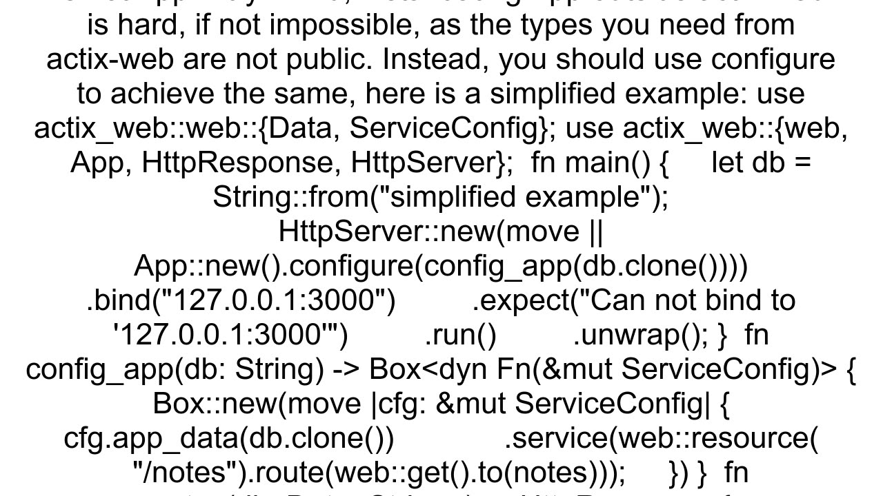 How can I return a configured App in ActixWeb
