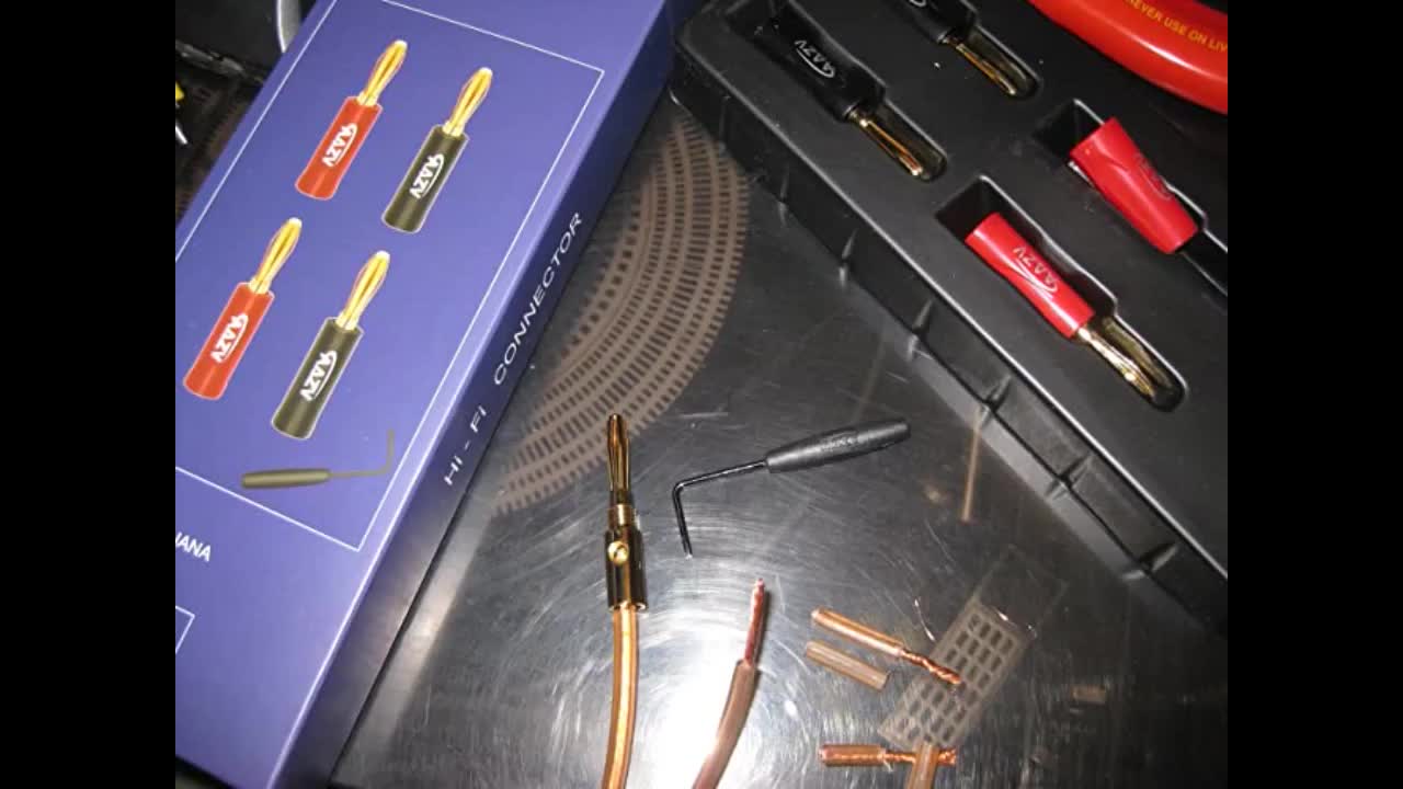 Review: Banana Plugs 4 Pairs 8 pcs - AAZV AV02 Speaker Wire Connector, Closed Screw 24K Gold P...