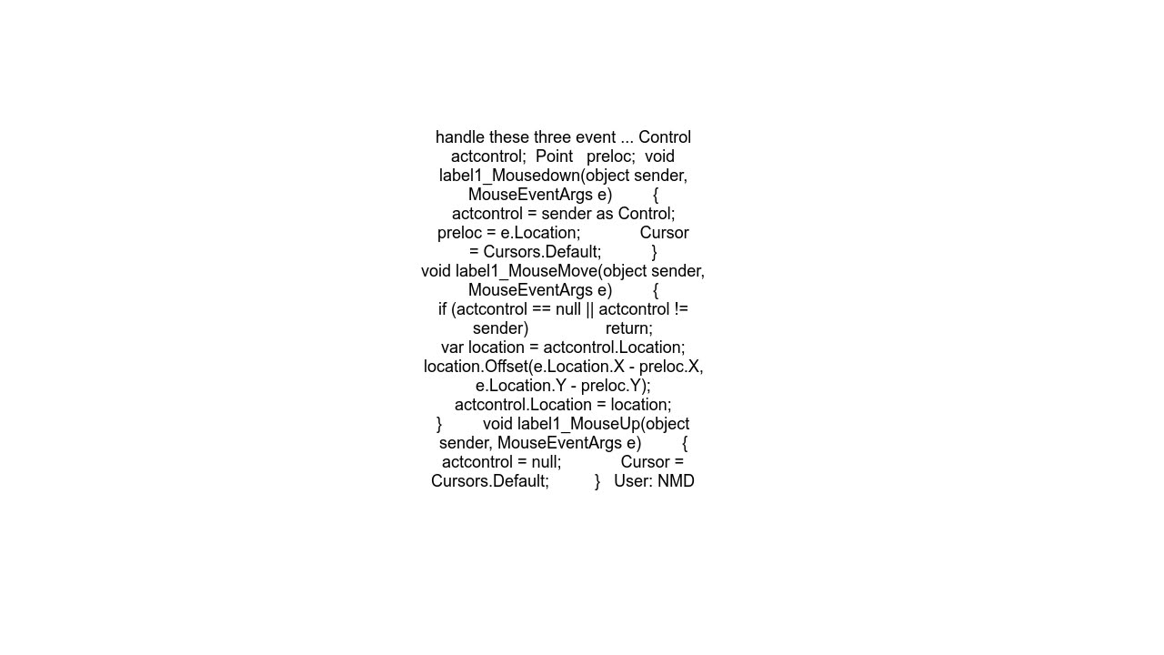 how to move a label on a winform at Runtime