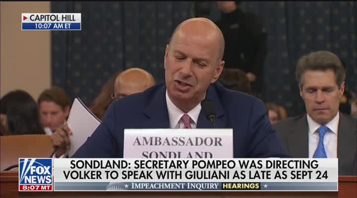 Sondland says he raised quid pro quo concerns with VP Pence