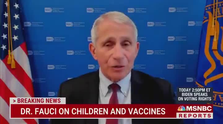 Dr. Fauci: "Unvaccinated Children Should Be Wearing Masks, No Doubt About That"