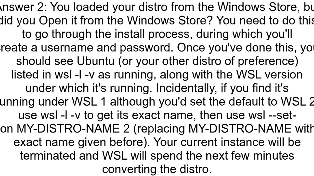 WSL issue quotWindows Subystem for Linux has no installed distributionsquot