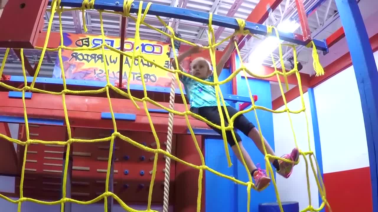 Kids Ninja Warrior Course -- Addie training at the Conquer Ninja Warrior Gym