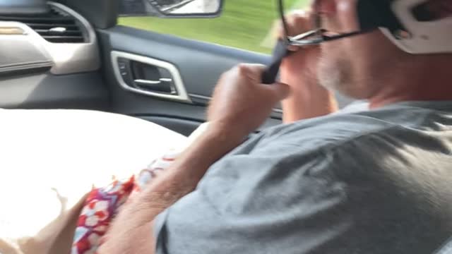 Dad Wears Softball Helmet When Mom Drives