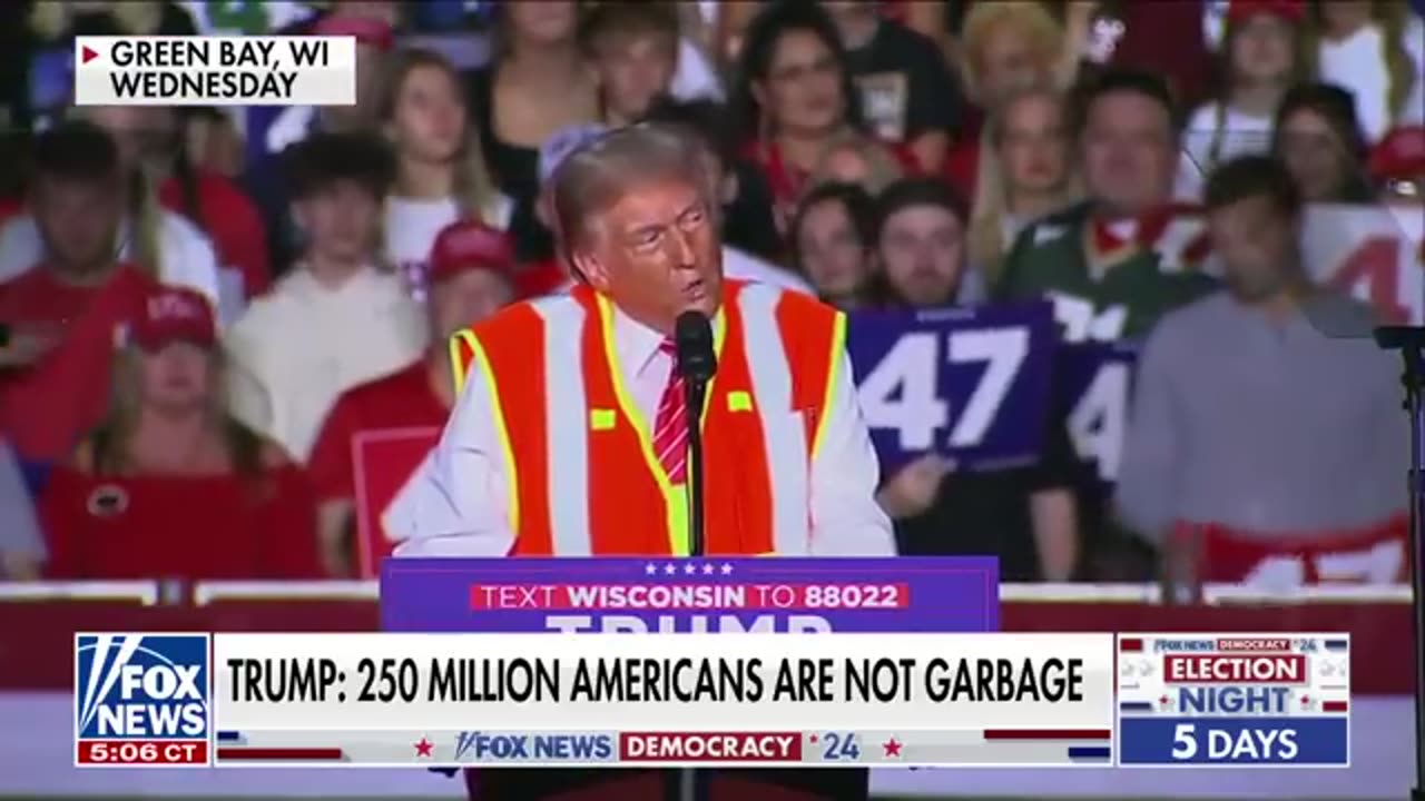 Trump STUNS in sanitation outfit while giving presser from garbage truck