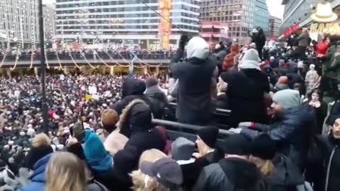 Huge protest in Stockholm Sweden over Convid passport mandates.
