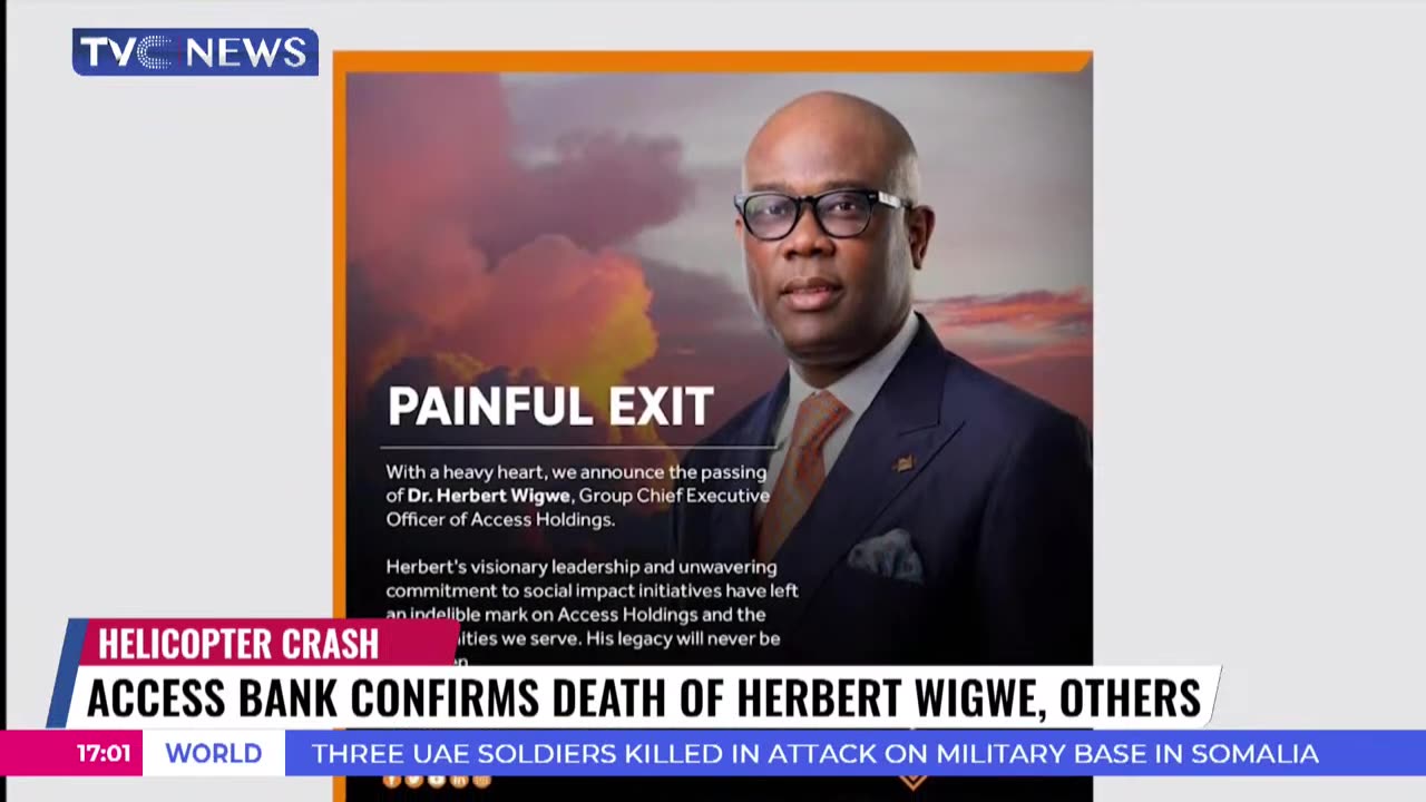 CEO of the Largest Bank in Nigeria Died on a Helicopter Crash on their way to the Super Bowl