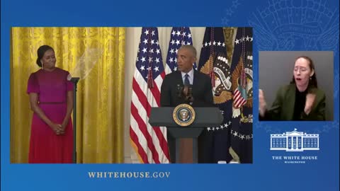 Obamas unveil their portraits at the White House...Which Sad Speech