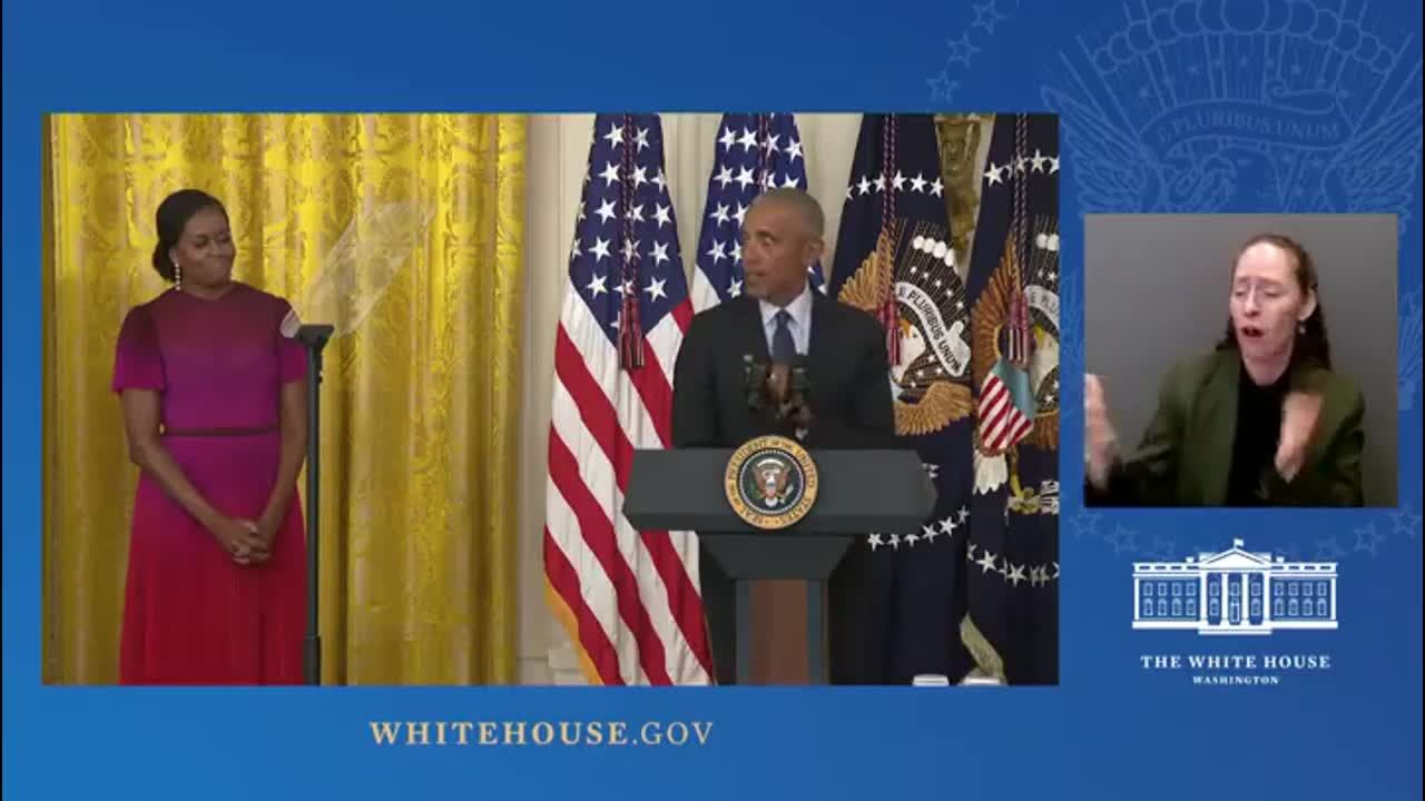 Obamas unveil their portraits at the White House...Which Sad Speech